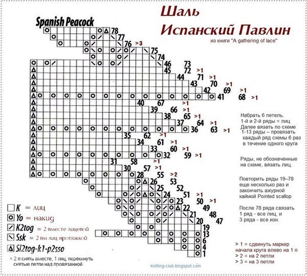Шаль хороша как павлин спицами схема и описание