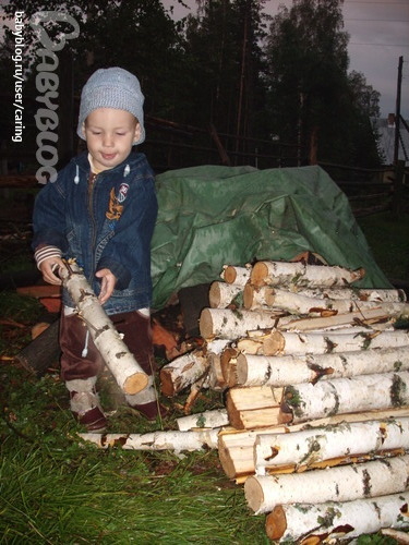  и дедушке помог, дровишки перетаскал!